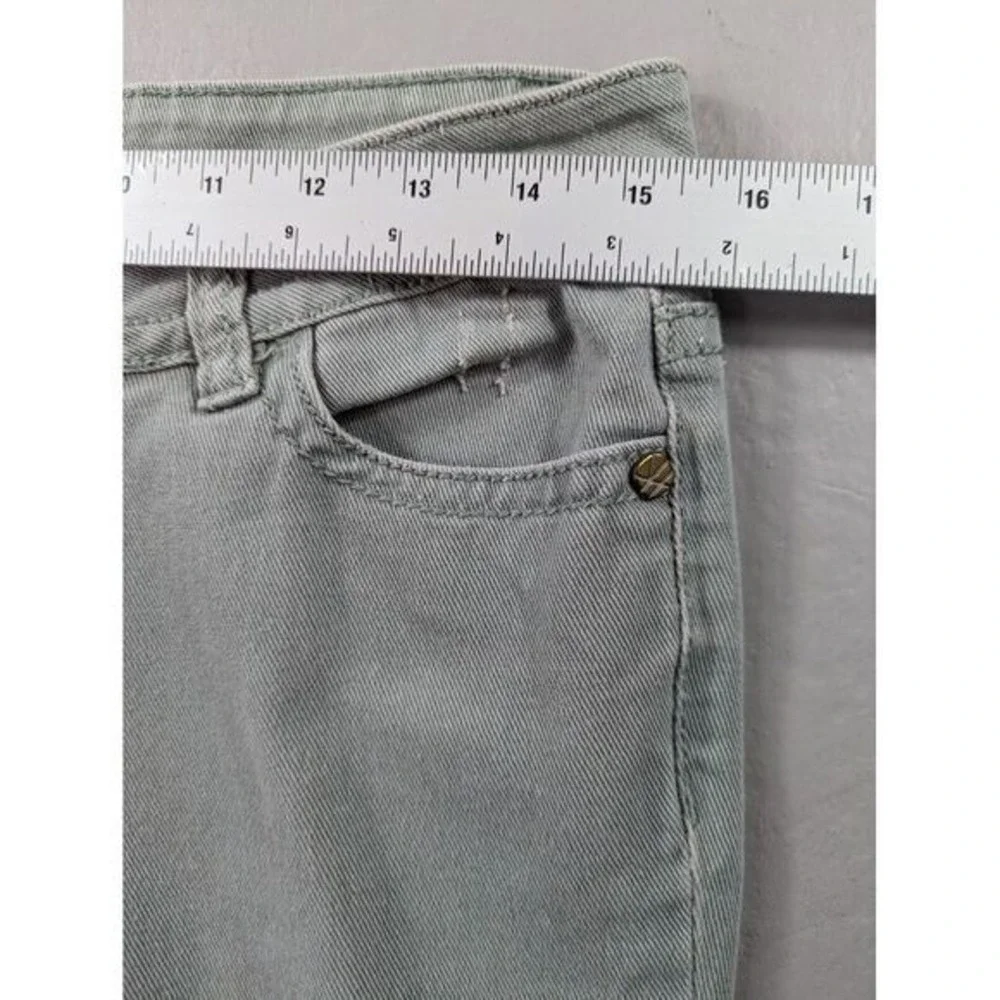 Y2K Hot Kiss Skinny Lily Jeans Womens Sz 7 Light Green Floral Embroider Stretch